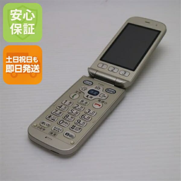 らくらくホン ベーシック4 F-01G ゴールド docomo 中古 ガラケー 富士通 白ロム【超美品】保証付き 赤ロム保証